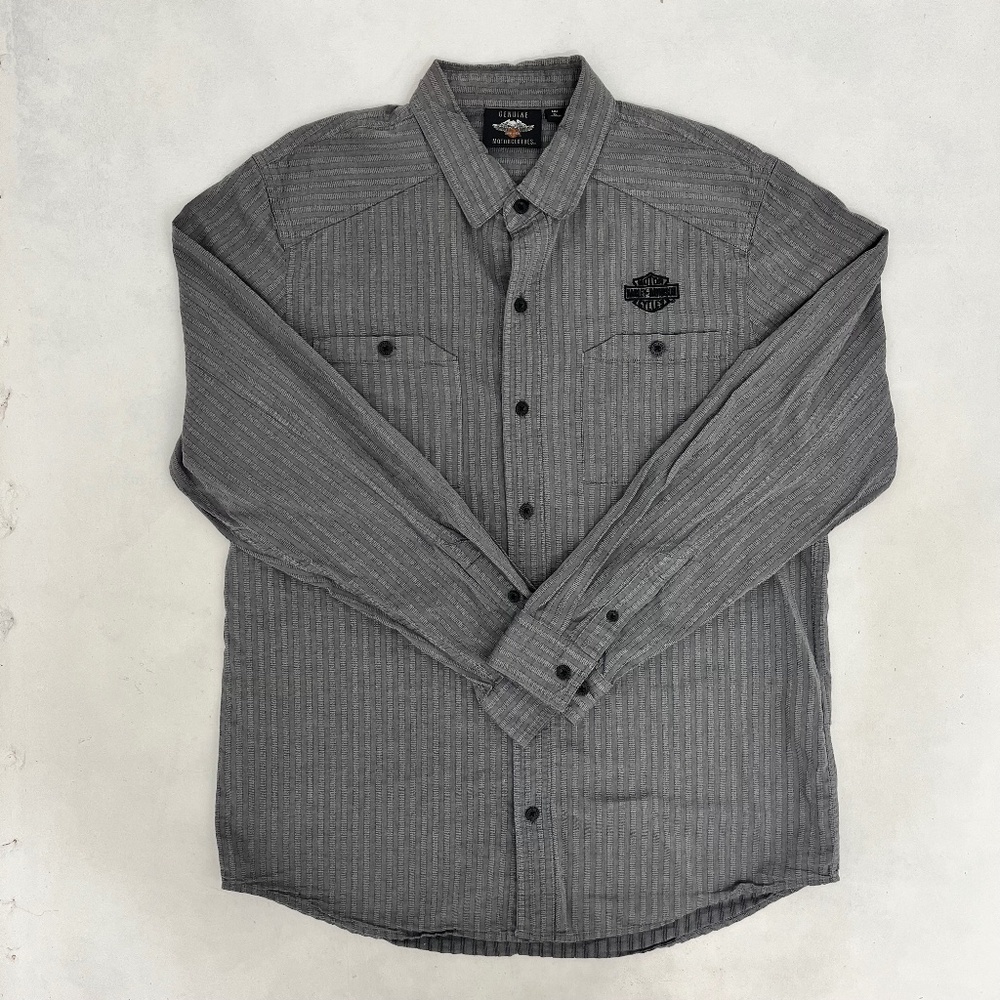 Harley Davidson Genuine‎ Motorclothes Mens Size X-Large Button Up Shirt Gray